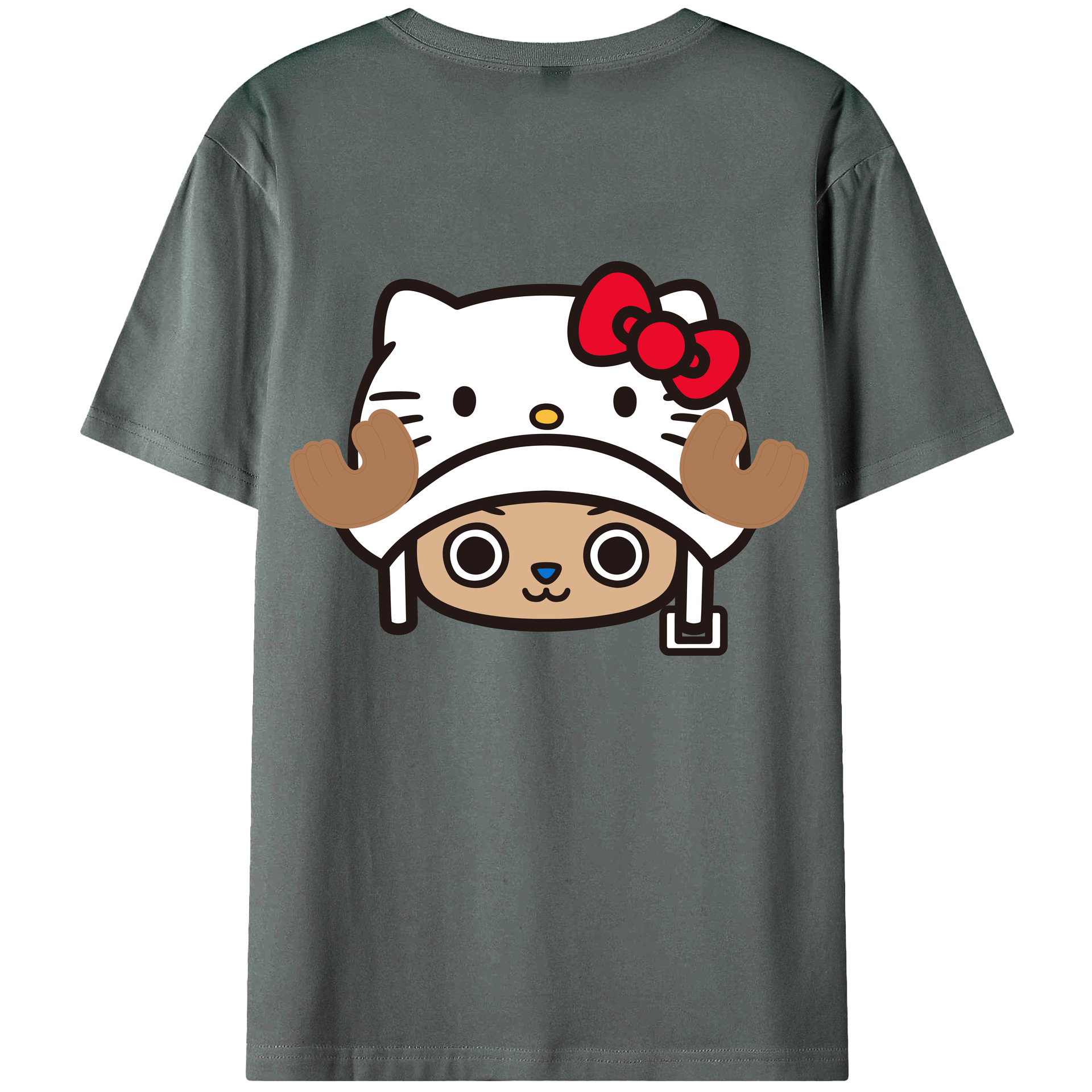 （画像用） Hello Kitty ハローキティ 綿100％ メンズ半袖Tシャツ（バックプリント） 通気性